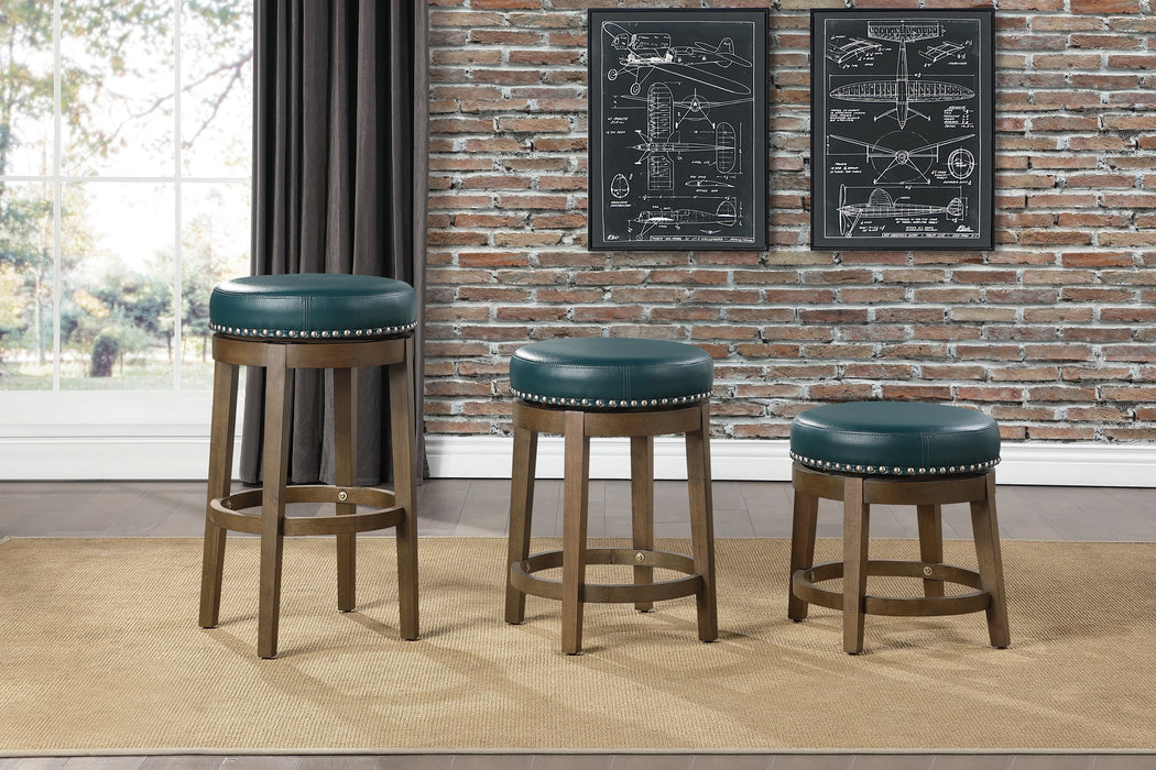 Westby Green/Brown Round Swivel Stool, Green, Set of 2