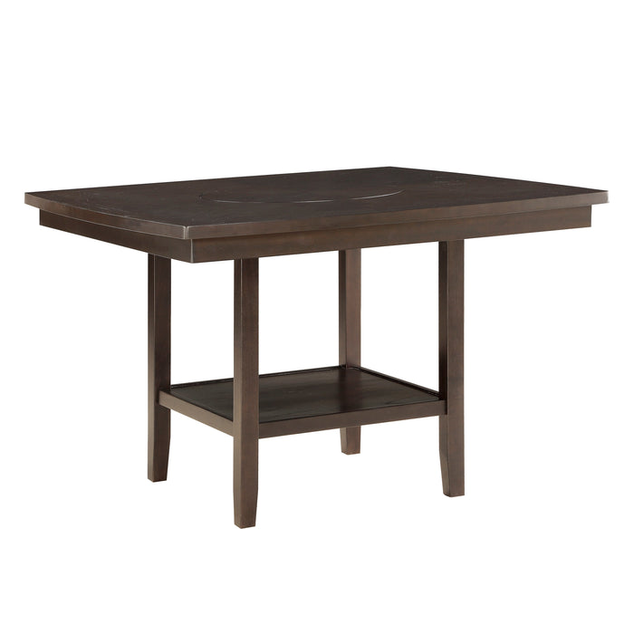 Balin Dark Brown Counter Height Table with Lazy Susan