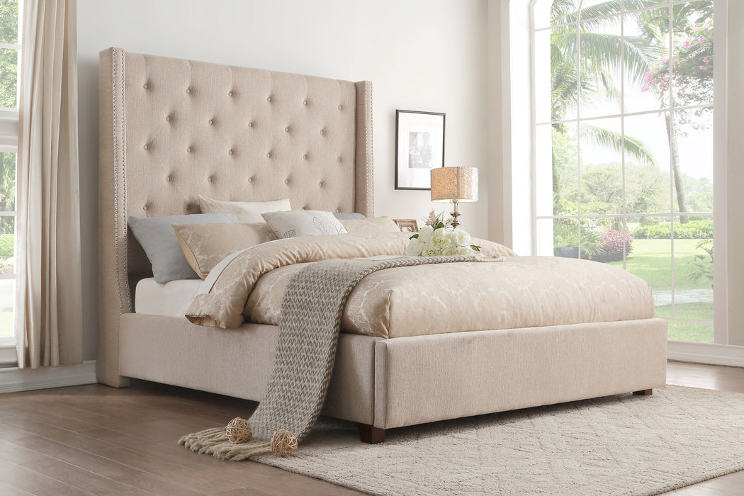 Fairborn Beige Full Upholstered Storage Platform Bed