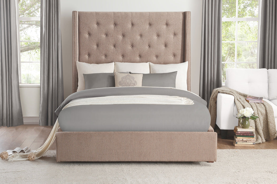 Fairborn Brown Queen Upholstered Platform Bed