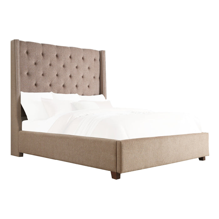 Fairborn Brown King Upholstered Storage Platform Bed