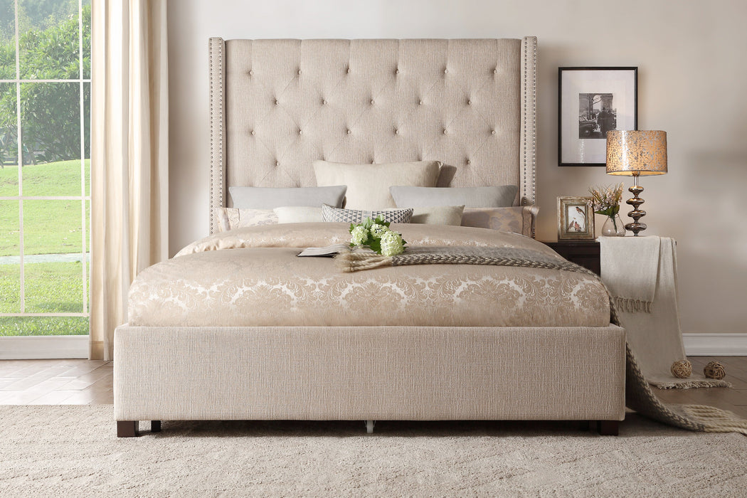 Fairborn Beige Full Upholstered Storage Platform Bed