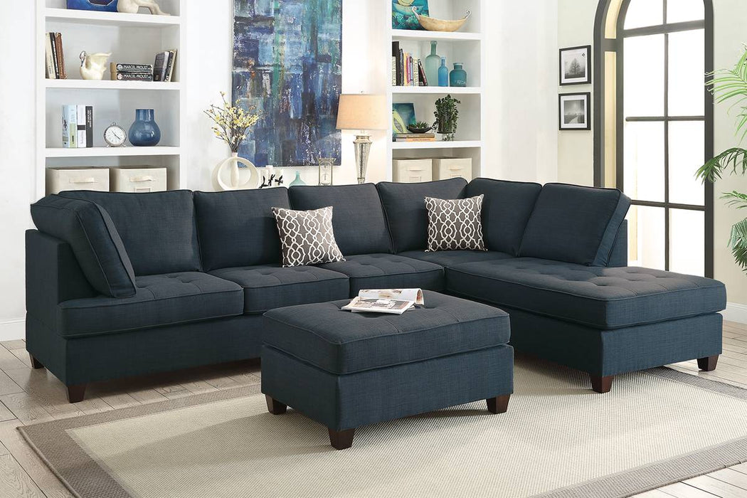 2pc Reversible Sectional W/2 Accent Pillows - Dark Blue