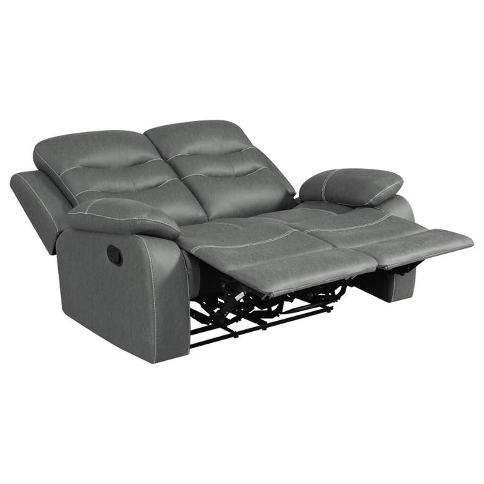 3-Piece Gray Breathable Air Leather Manual Reclining Sofa Set