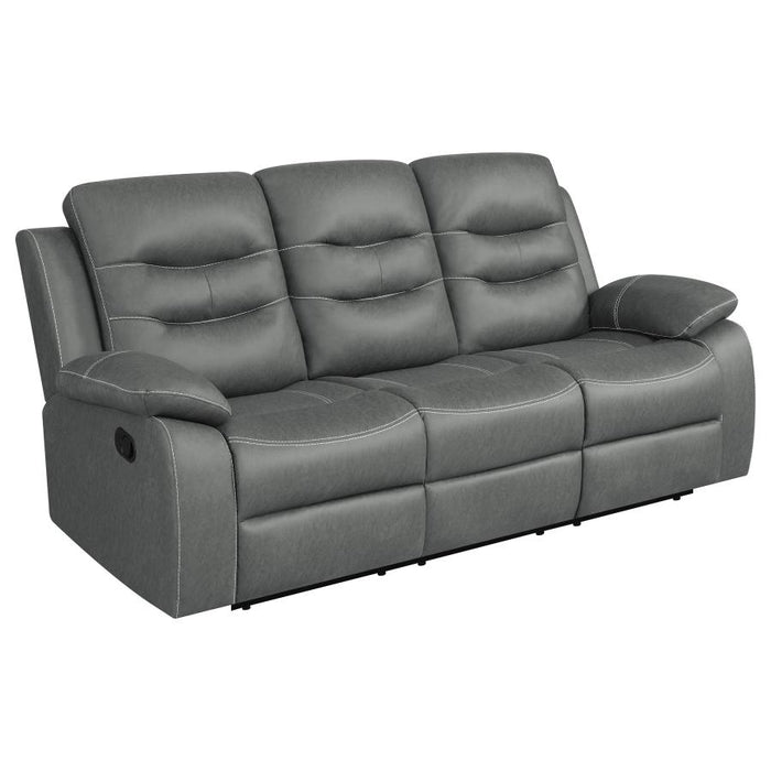 3-Piece Gray Breathable Air Leather Manual Reclining Sofa Set