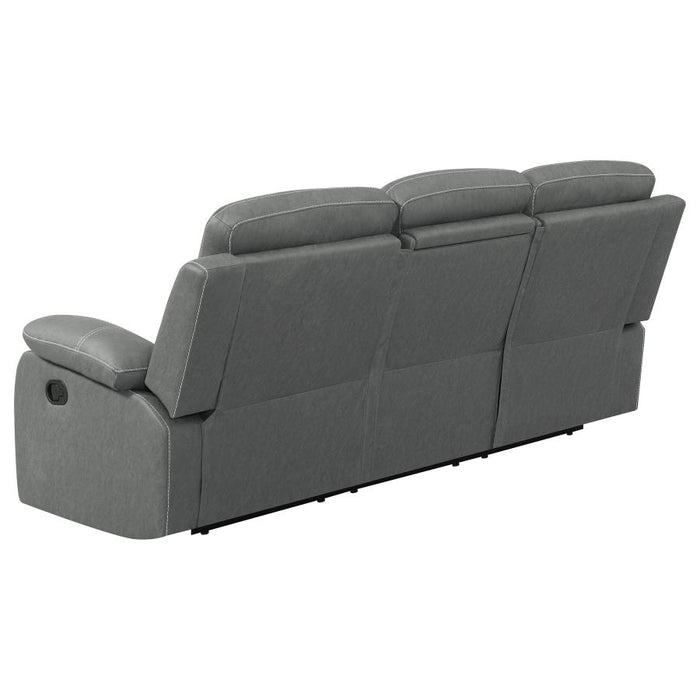 3-Piece Gray Breathable Air Leather Manual Reclining Sofa Set