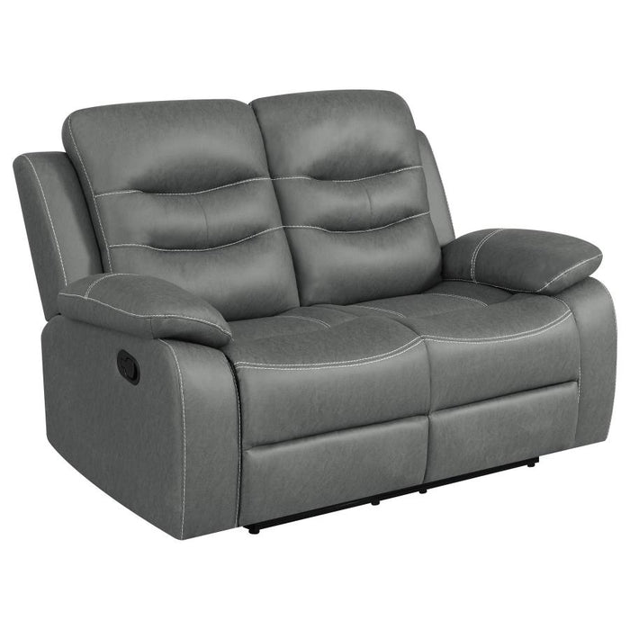 3-Piece Gray Breathable Air Leather Manual Reclining Sofa Set