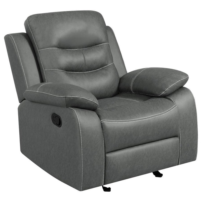 3-Piece Gray Breathable Air Leather Manual Reclining Sofa Set