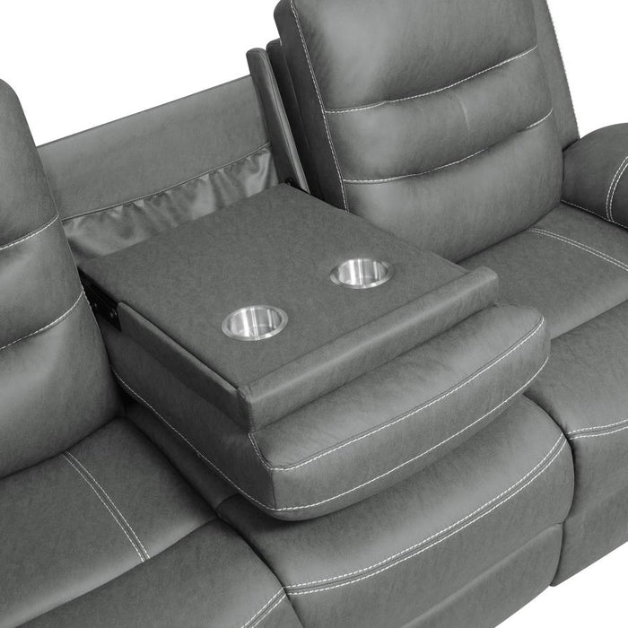 3-Piece Gray Breathable Air Leather Manual Reclining Sofa Set