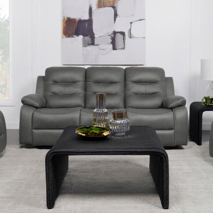 3-Piece Gray Breathable Air Leather Manual Reclining Sofa Set