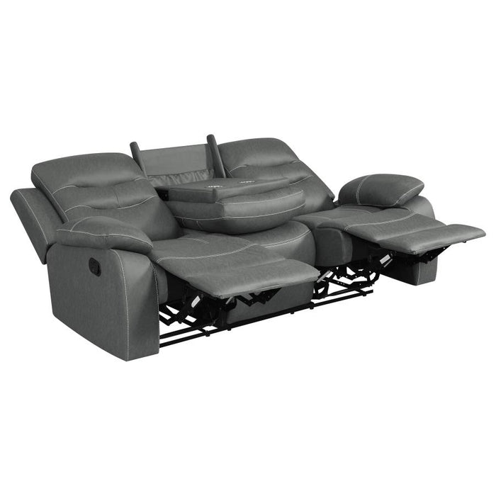 3-Piece Gray Breathable Air Leather Manual Reclining Sofa Set