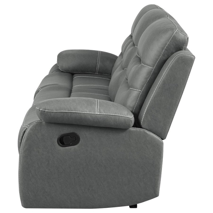 3-Piece Gray Breathable Air Leather Manual Reclining Sofa Set