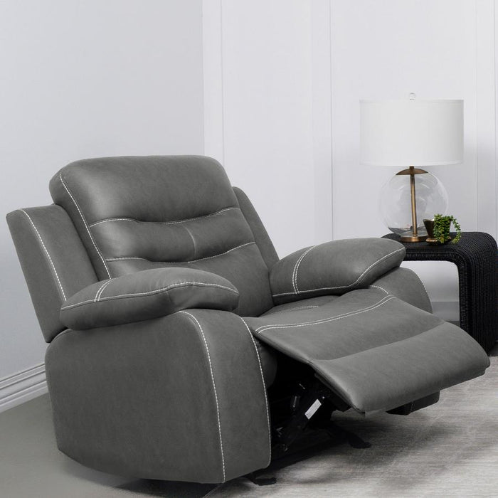 3-Piece Gray Breathable Air Leather Manual Reclining Sofa Set