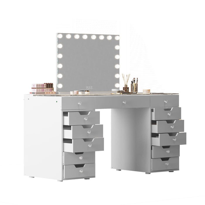 VANITII Eva Vanity Desk - 13 Storage Drawers