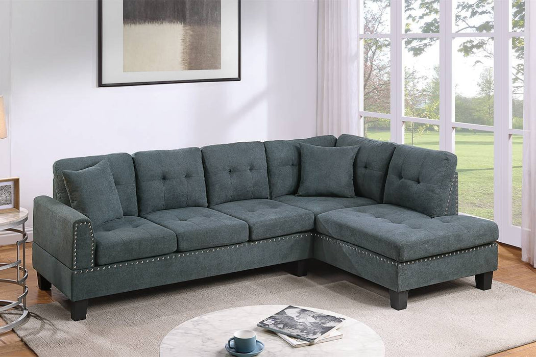 2-Piece Sectional with Accent Pillows - Ash Black