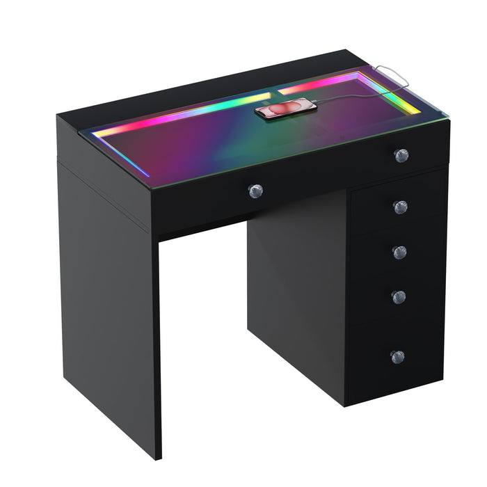 VANITII Diana Vanity Desk- 6 Storage Drawers