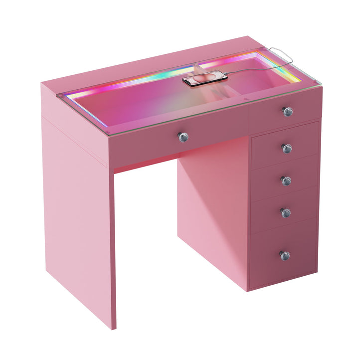 VANITII Diana Vanity Desk- 6 Storage Drawers