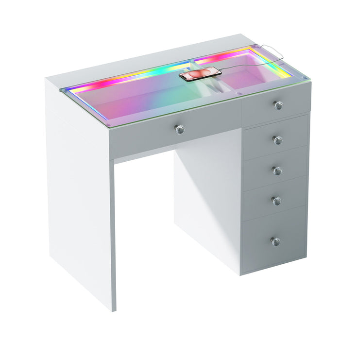 VANITII Diana Vanity Desk- 6 Storage Drawers