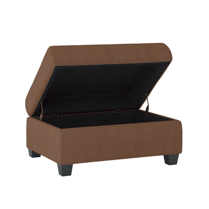 Heights Chocolate Brown  Reversible Sectional with Storage Ottoman