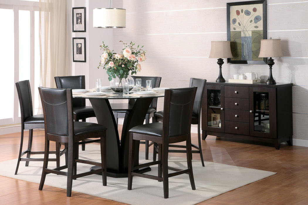 Daisy Dark Brown Glass-Top 54' Round Counter Height Table