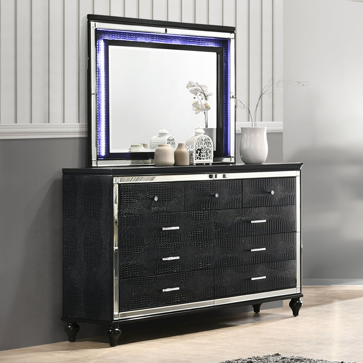 valentino silver dresser New Classic Furniture Valentino Silver Dresser