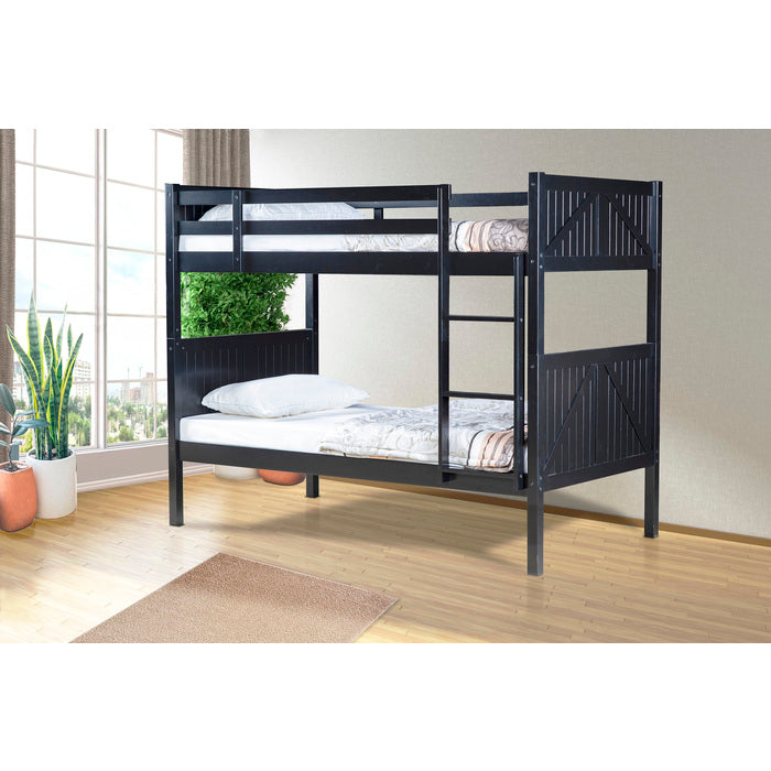 Black Solid Wood Bunk Bed - Twin/Twin