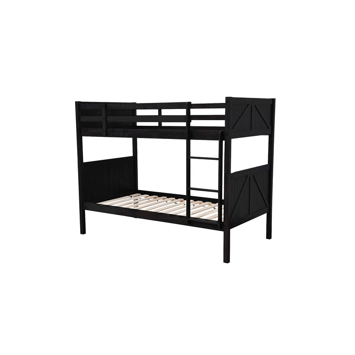 Black Solid Wood Bunk Bed - Twin/Twin