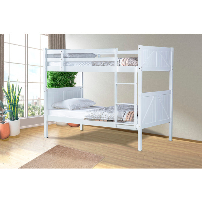 White Solid Wood Bunk Bed - Twin/Twin