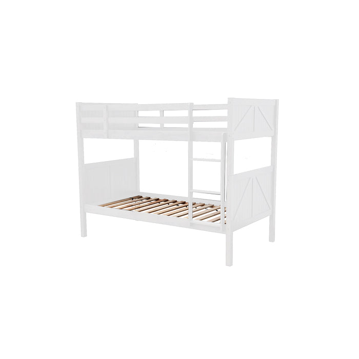 White Solid Wood Bunk Bed - Twin/Twin