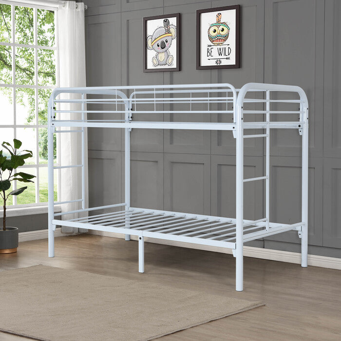 White Metal Bunk Bed - Twin/Twin