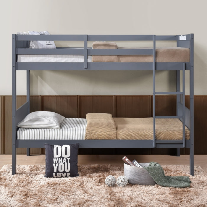 Dark Gray Stackable Post Wood Bunk Bed - Twin/Twin