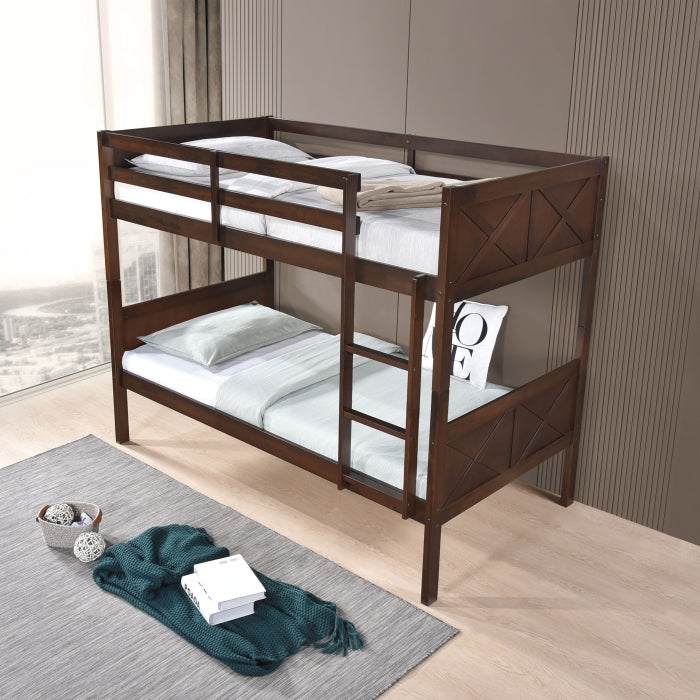 Espresso Stackable Post Wood Bunk Bed - Twin/Twin