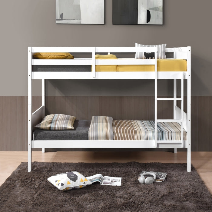 White Stackable Post Wood Bunk Bed - Twin/Twin