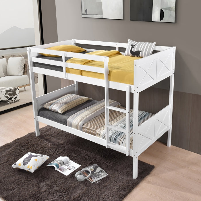 White Stackable Post Wood Bunk Bed - Twin/Twin