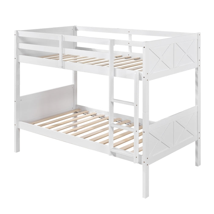 White Stackable Post Wood Bunk Bed - Twin/Twin