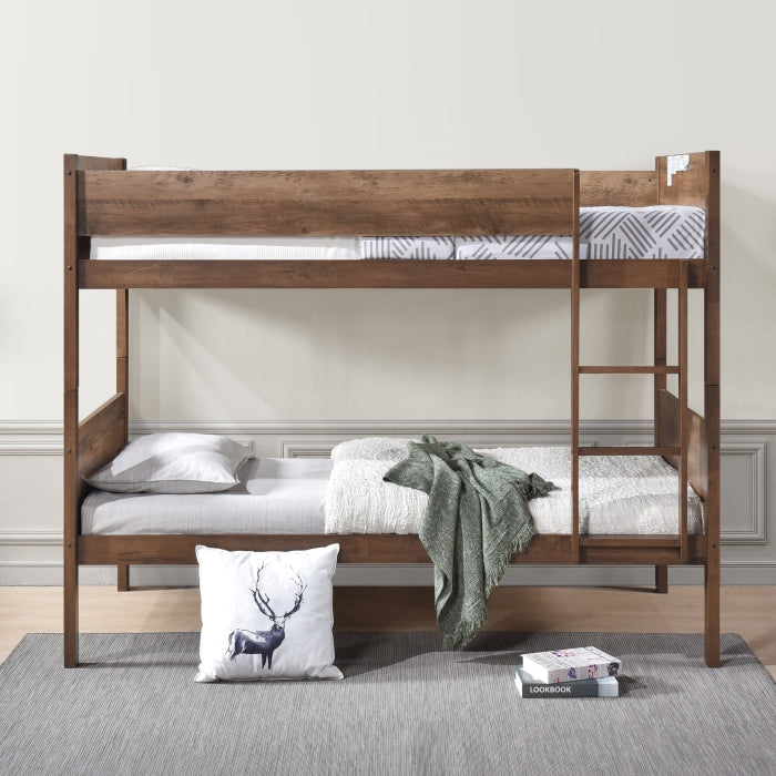 Brown Stackable Post Wood Bunk Bed - Twin/Twin