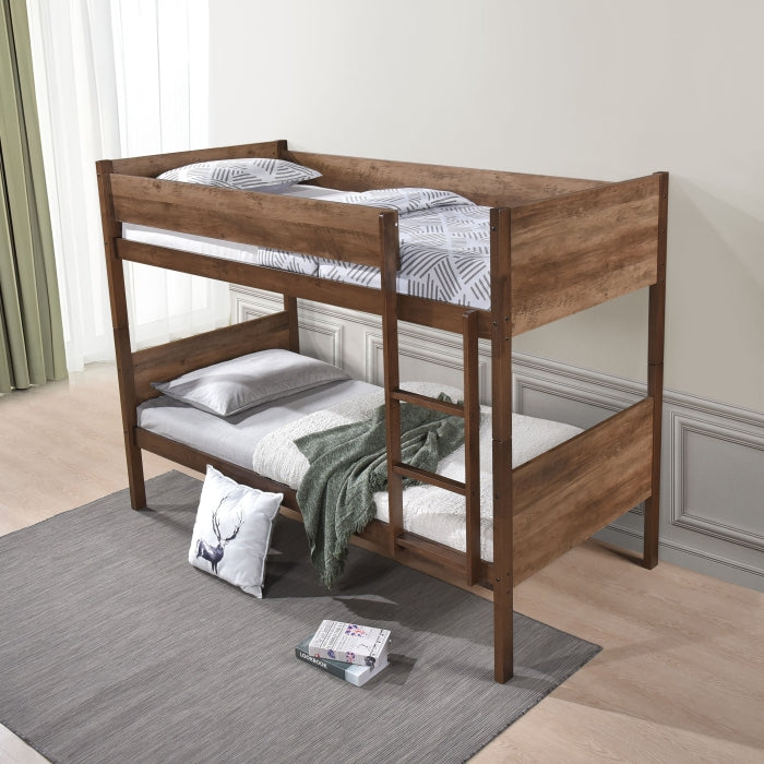 Brown Stackable Post Wood Bunk Bed - Twin/Twin