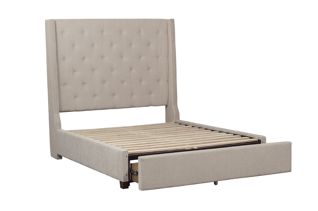 Fairborn Beige Full Upholstered Storage Platform Bed