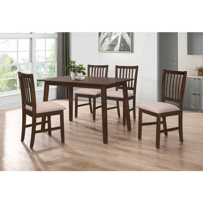 5PC WALNUT Wooden Dining Table Set w/ MDF Top