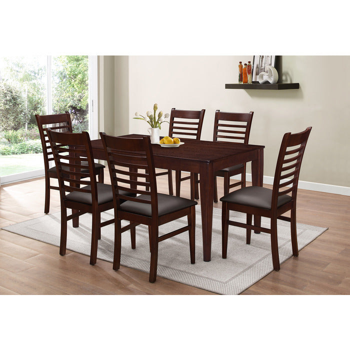 7PC BROWN Wooden Dining w/ MDF Table Top Set