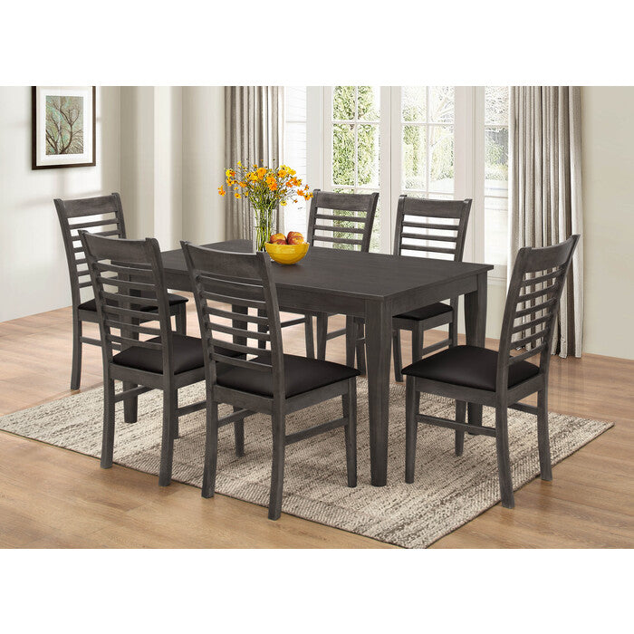 7PC GRAY Wooden Dining w/ MDF Table Top Set