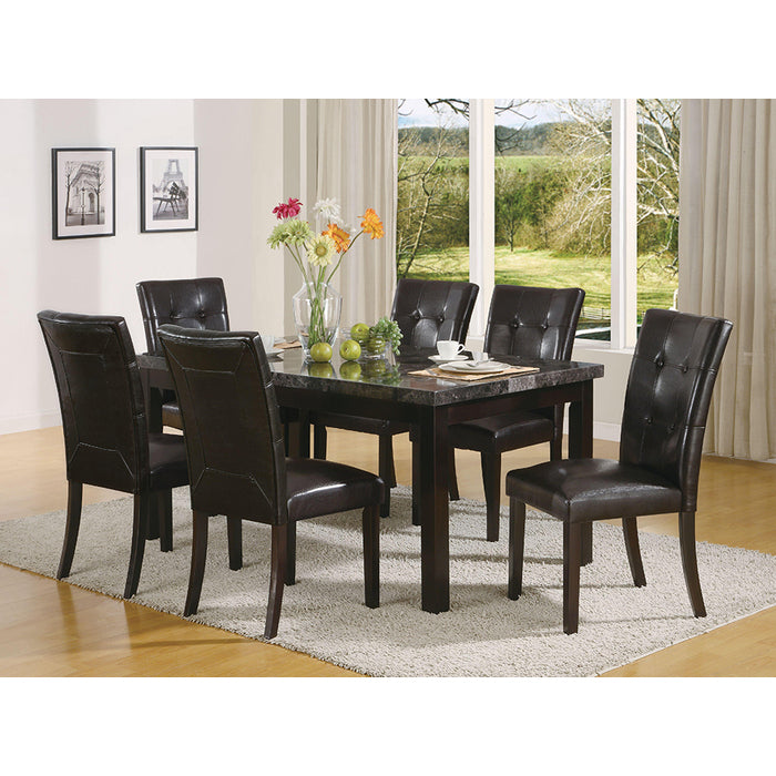 7PC BLACK-GRAY TOP Faux Marble Wooden Dining Table w/ Parson Chair