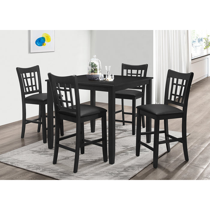 5PC BLACK Wooden Square Counter Height Table Set