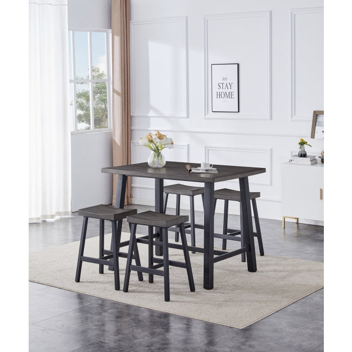 5PC GRAY TOP Metal Counter Height Table Set