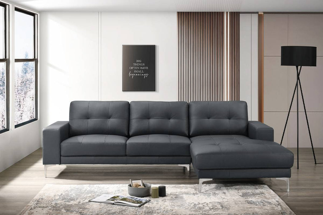 Left Facing Sofa, Right Facing Chaise Sectional Set - Black