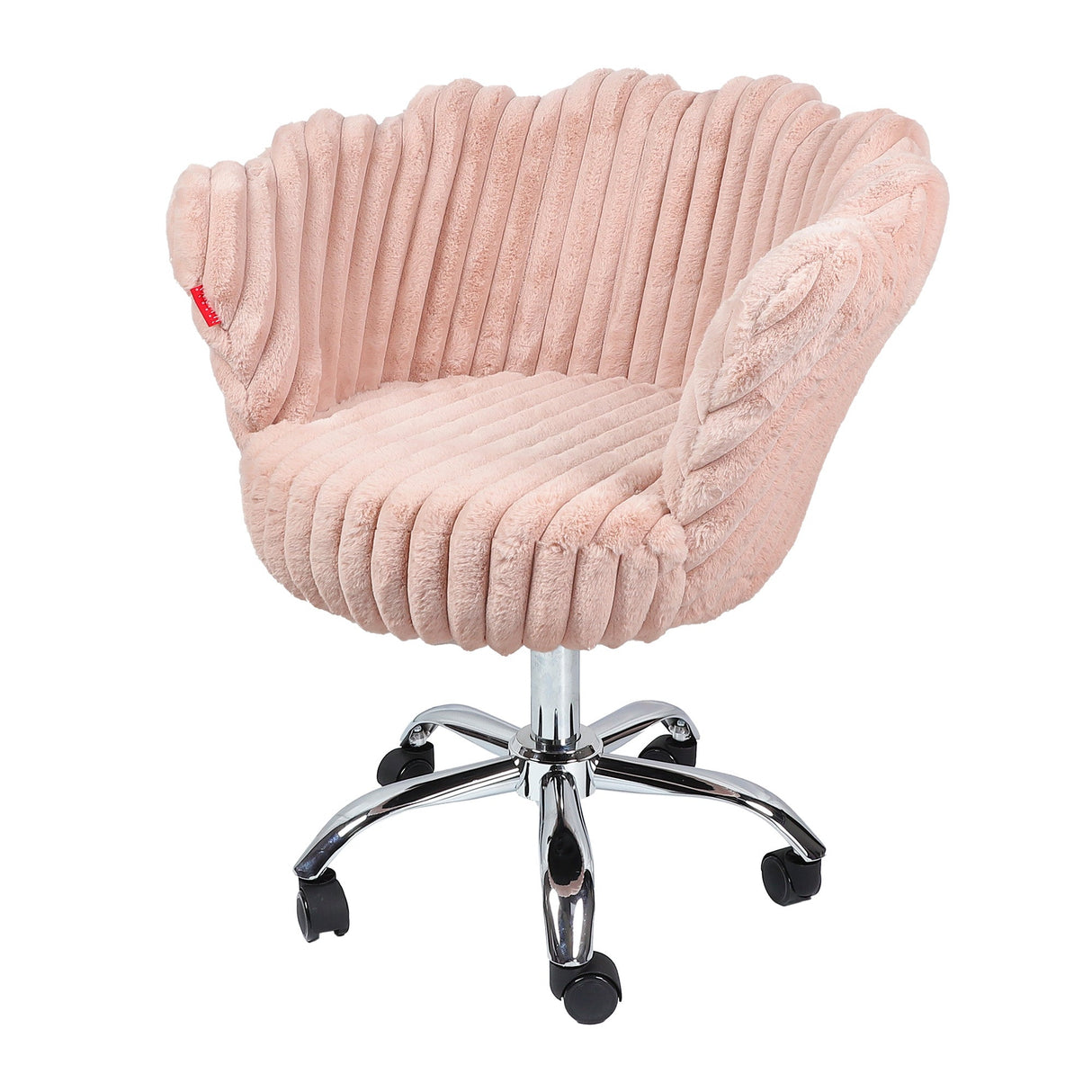 Anna Swivel Rabbit Fur Vanity Chair
