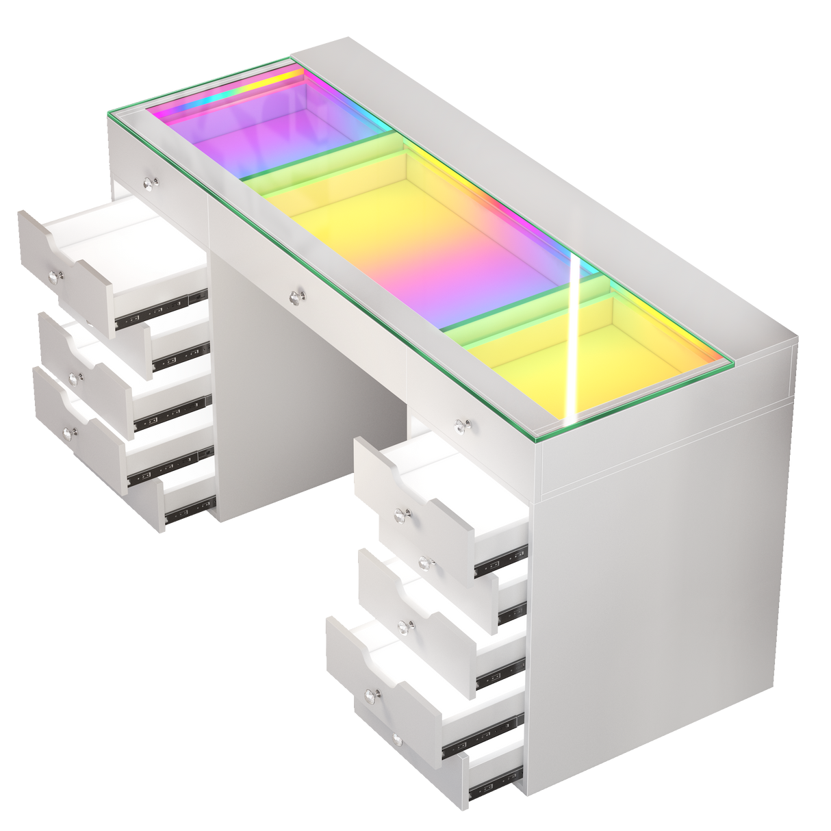 VANITII Eva Vanity Desk  - 13 Storage Drawers with Full Light &RGB