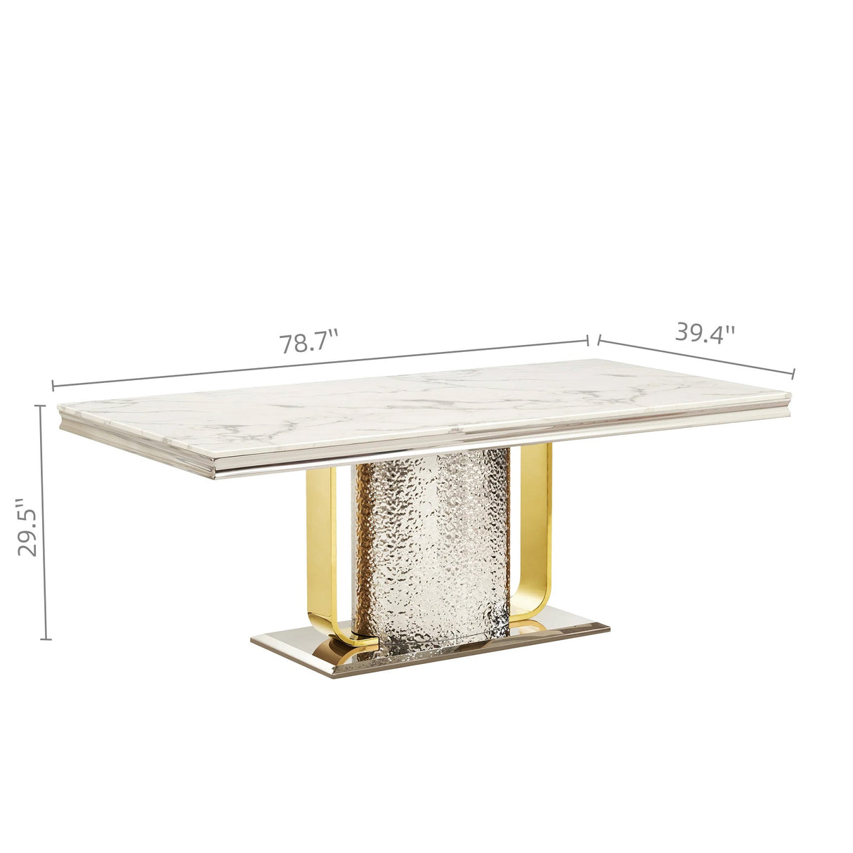 Durable Dining Table with White Marble Top