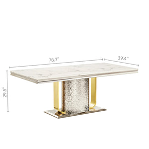 Durable Dining Table with White Marble Top