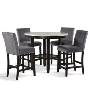Celeste - Round Counter Table With 4 Chairs - Black / Gray
